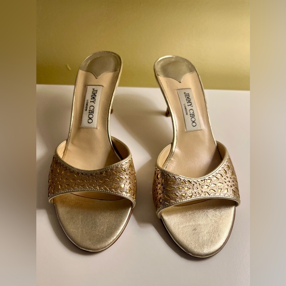 Jimmy Choo Size 39 Gold Kitten Heel Sandals - Picture 7 of 7